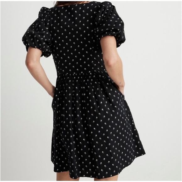 Madewell V-Neck Puff-Sleeve Mini Dress in Floral Ikat XL - Picture 3 of 7